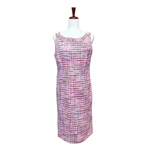 RSVP By Talbots Ribbon Tweed Shift Sleeveless Dress. Pink Blue Size Small #1428 - Picture 5 of 13